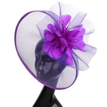 Фиолетовая Шляпа Fascinators Для Женщин, Свадеб, Потрясающие Головные Уборы С Бантом Для Вечеринки, Kenducky Royal Asscot, Кепка-Таблетка, Заколка Для Волос Невесты