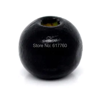 Бесплатная доставка! 500 проставочных шариков из окрашенного черного дерева 8 мм (маленькое отверстие) J2278