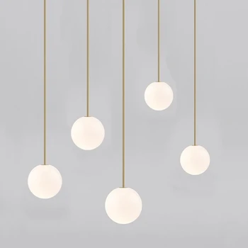 Минимализм Подвесные светильники подвесная лампа Простые современные светодиодные лампы для гостиной Стеклянный шар абажур кухонный светильник для внутреннего освещения