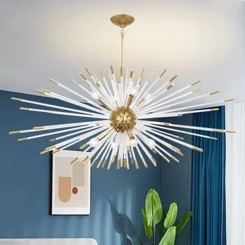 Гостиная Постмодернистский подвесной светильник для потолка в скандинавском стиле, простые подвесные светильники для спальни, люстра в виде одуванчика, украшения для дома