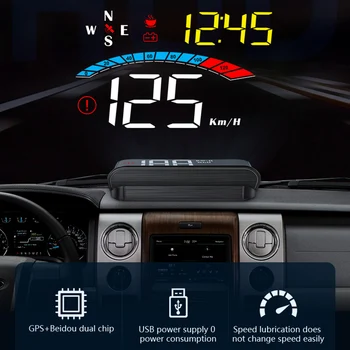 Головной дисплей HUD Для стайлинга автомобилей, GPS-дисплей Hud, предупреждение о превышении скорости, проектор на лобовом стекле, сигнализация для всех транспортных средств