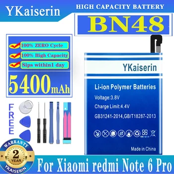 Аккумулятор для телефона YKaiserin BN48 BN 48 5400 мАч для Xiaomi Redmi Note 6 Pro 6pro Батареи + бесплатные Tloos