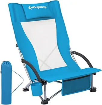 Складной пляжный стул для взрослых с высокой спинкой, легкий портативный стул-рюкзак с подстаканником, карманный подголовник, сумка для переноски на открытом воздухе