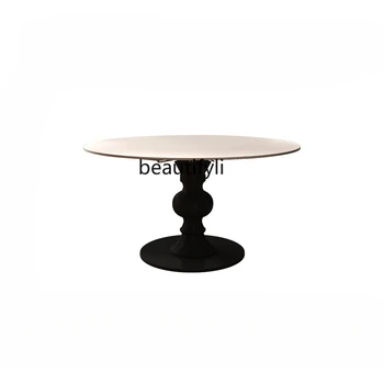 Вращающийся обеденный стол из французского камня Delifeng, выдвижной Квадратный и круглый Обеденный стол двойного назначения из черного массива дерева