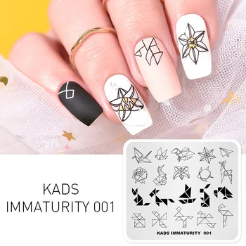 Дизайн KADS Immaturity 001 Фантастическая пластина для штамповки ногтей с бумажным рисунком для украшения ногтей своими руками