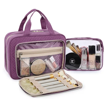 Женские туалетные сумки BAGSMART, косметичка с прозрачной косметичкой TSA, Подвесная сумка-органайзер для туалетных принадлежностей для путешествий