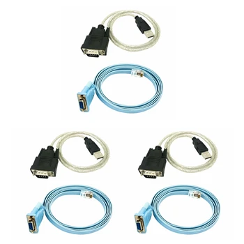 3X Сетевой кабель RJ45 Последовательный кабель Rj45 К DB9 И RS232 К USB (2 В 1) Сетевой адаптер CAT5 LAN Консольный кабель
