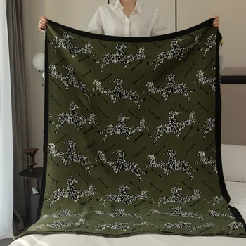 Новейшее вязаное одеяло в стиле Ретро, зеленое одеяло с зеброй, Скандинавские Декоративные одеяла для вязания, покрывало для кровати, покрывало для дивана, плотные пледы