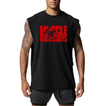 Мужская футболка без рукавов для бодибилдинга и фитнеса, майки для тренировок в тренажерном зале, Сетчатый Дышащий быстросохнущий жилет, спортивные майки для бега, майки для мышц