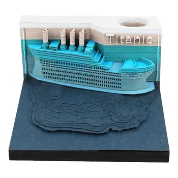 3D блокнот для заметок в форме корабля со светодиодной подсветкой, памятный рисунок, праздничный подарок на батарейках, настольное украшение, реалистичное для школьных гвоздиков