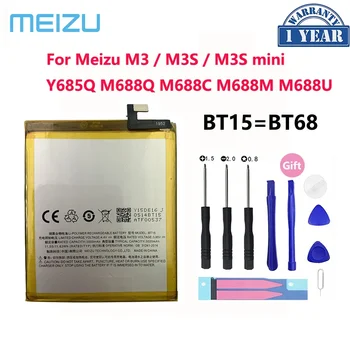 100% Новый Оригинальный Аккумулятор 3010mAh BT15 Для Meizu M3 M3S/M3S mini Y685Q M688Q M688C M688M M688U BT68 Аккумуляторы для телефонов Bateria