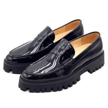Весна и лето, новый стиль, скользящие ножки, официальная обувь из воловьей кожи в британском стиле, универсальная мужская обувь на низком каблуке большого размера.