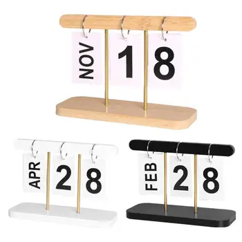 Деревянный вечный календарь F-lip Отображение месяца и даты Расписание рабочего стола Ежедневник Офис Украшения дома реквизит для фотосъемки