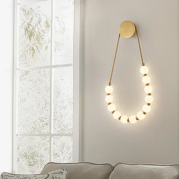 Современный минималистский Прикроватный бра для спальни в Итальянском кремовом стиле, Настенная лампа для гостиной, Креативное Дизайнерское ожерелье Magic Bean