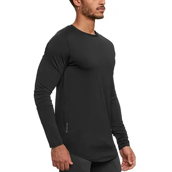 Мужская спортивная компрессионная футболка с длинным рукавом для спортзала, быстросохнущая рубашка для бега, повседневный топ, майки для бодибилдинга, мужская толстовка для фитнеса