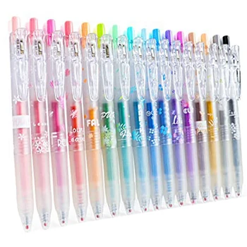 Ручка с блестящими гелевыми чернилами 16 Разных цветов, набор выдвижных гелевых ручек с тонким наконечником 0,7 мм, цветная ручка для ведения журнала, раскрашивающая рисунок