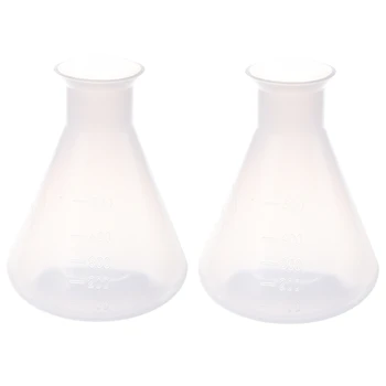 2X 500 мл Прозрачная пластиковая лабораторная химическая коническая колба Бутылка для хранения
