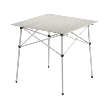 Компактный походный стол для взрослых из алюминия с откидной крышкой, складной стол, Подходит для улицы, гостиной и званых ужинов, Серебристый