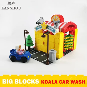 Большие Строительные Блоки Moc Koala Car Wash Shop City Architecture Аксессуары Обучающие DIY Assembly Block Игрушки для Детского Подарка