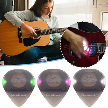 Светодиодный светящийся медиатор для гитары Пластиковые Аксессуары для гитары Сенсорный Светящийся Медиатор Музыкальный Струнный инструмент Светящиеся Инструменты для медиатора