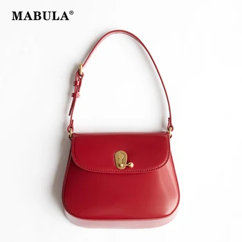 MABULA, винтажная элегантная женская сумочка с клапаном, сумки через плечо, маленькая сумка-тоут из искусственной кожи, простой дизайн, сумка через плечо, Однотонная