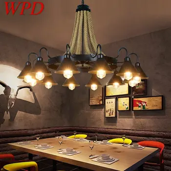 Классическая люстра WPD Ретро Светильники Дизайн лофта светодиодный креативный промышленный подвесной светильник на веревке для дома спальни отеля
