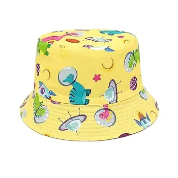 Весенне-летняя шляпа-ведро из полиэстера с мультяшным принтом динозавра, солнцезащитная кепка для путешествий на открытом воздухе для мальчиков и девочек 99