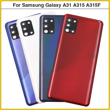 Для Samsung Galaxy A31 A315 SM-A315F/DS Задняя Крышка Батарейного Отсека Задняя Дверь A315 Пластиковый Корпус Корпус Шасси Клей + Объектив камеры