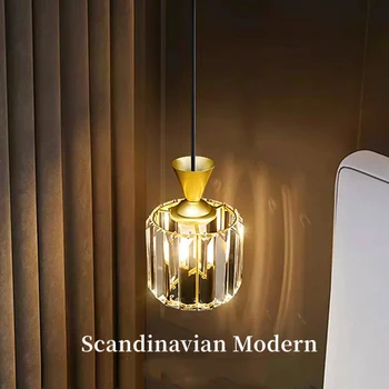 Украшение интерьера в скандинавском стиле, светодиодная люстра, современный роскошный хрустальный подвесной светильник, прикроватный Простой подвесной светильник для ресторана