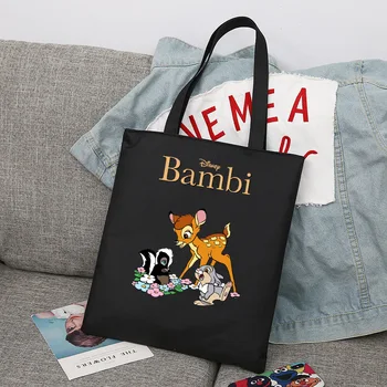 Disney Bambi Складная Многоразовая Тканевая сумка для покупок Harajuku, Студенческая Холщовая сумка-тоут, Хозяйственная сумка, Сумочка