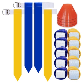 Комплект футбольных ремней с флагом Комплект футбольных ремней с флагом на 10 игроков и набор желтых и красных флагов