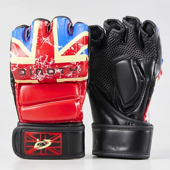 Высококачественные боксерские перчатки на полпальца из искусственной кожи для борьбы ММА, перчатки для кикбоксинга, каратэ, Муай Тай, тренировочные перчатки для мужчин