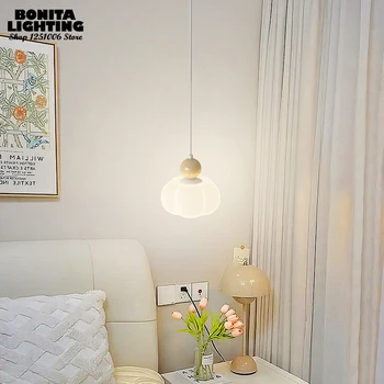 Минималистичный молочно-белый подвесной светильник в виде тыквы в кремовом стиле, Входная дверь, детская комната, потолочный светильник в прихожей