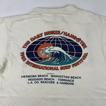 Пляжная футболка VTG 80s Hang Ten x Daily Breeze 1983 Международного Фестиваля серфинга