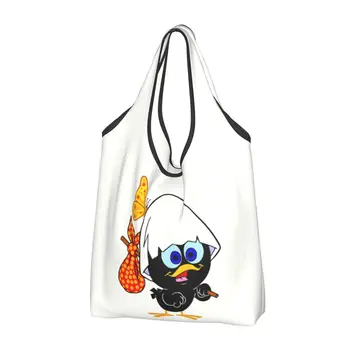 Изготовленные на заказ сумки для покупок Calimero Black Chiken Женские портативные сумки для покупок большой емкости