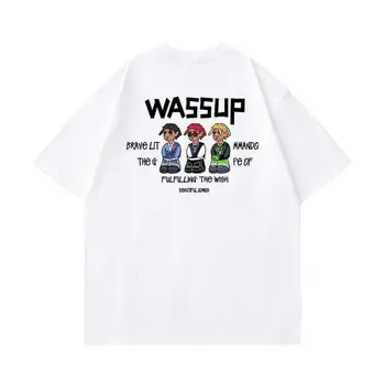 Модная футболка с мультяшным граффити и графическим принтом American y2k street hip hop для мужчин и женщин, ретро футболка оверсайз