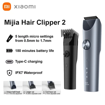 Xiaomi Mijia Hair Trimmer Машинка Для Стрижки Волос Профессиональный Триммер для Мужчин IPX7 Водонепроницаемые Триммеры Для Бороды Беспроводная Электрическая Стрижка Волос