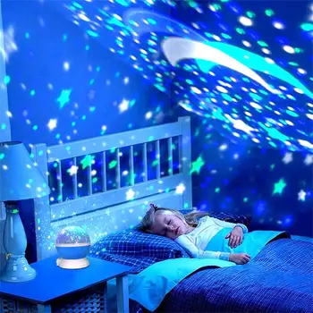 Звездная проекционная лампа Ночник Вращающаяся Небесная Луна Галактика Лампа Детская Спальня Звездный Лунный проектор Настольная лампа для детского подарка