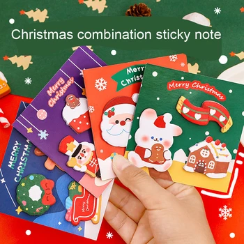 Рождественские Стикеры Kawaii Notepad Cute Gift Message Stickers Канцелярские Принадлежности Офисные Аксессуары Для Стола