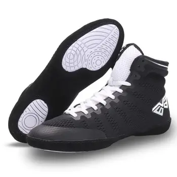 Новая дышащая тренировочная борцовская обувь, мужские белые черные легкие боксерские кроссовки, спортивная одежда для выступлений, мужские борцовские кроссовки