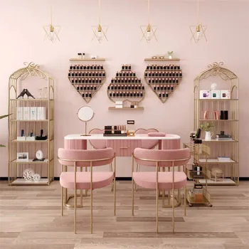 Современный минималистичный маникюрный стол и набор стульев, легкие Роскошные столы для салона красоты, мебель для салона, Домашний стол для макияжа ногтей