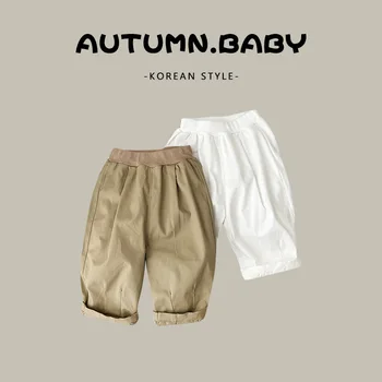 Детская одежда Осенняя одежда Повседневные брюки для мальчиков и девочек однотонные весенне-осенние мешковатые брюки