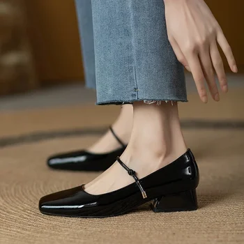 Босоножки Мэри Джейнс в стиле Лолиты, женские туфли на платформе на среднем каблуке, Оксфорды из искусственной кожи, Повседневная женская обувь 2023, Новая летняя мода