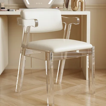Обеденный стул из акрила для гостиной, Прозрачная Современная спинка, Роскошный обеденный стул Nordic Vanity Silla Comedor Furniture QF50DC