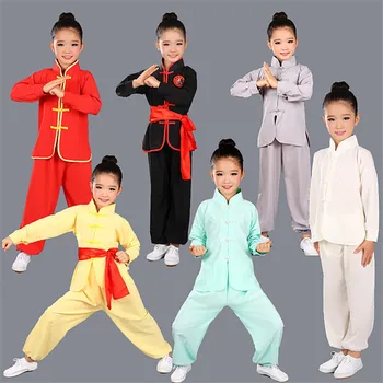 Детская одежда для ушу для девочек и мальчиков, китайская традиционная форма кунг-фу, детская одежда для тайцзи для мужчин, одежда Тан Тайцзи 89