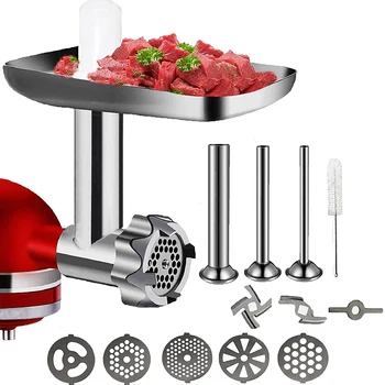 Металлическая насадка для измельчения пищевых продуктов для миксера, аксессуары для мясорубки включают трубочки для начинки колбасных изделий