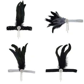 Повязки из перьев, молодая и красивая цепочка на голову, аксессуары для волос ручной работы для женщин, головной убор Gatsby 20-х годов, прямая поставка искусства