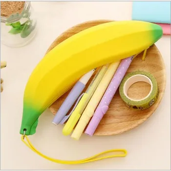 1ШТ Силиконовый фруктовый банан большой емкости, студенческие принадлежности, сумка для карандашей, школьный пенал для карандашей