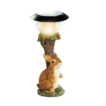 Светодиодный солнечный свет, Фигурка Кролика из смолы, светильник для наружного сада, лампа для газона, Украшения для двора, Милые декоративные лампы с эльфийскими животными