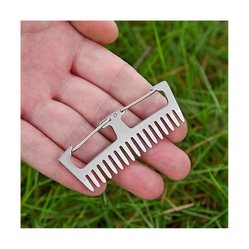 Титановая мини-расческа для волос с челкой, мини-антистатическая титановая портативная подвесная расческа с пряжкой для путешествий на свежем воздухе